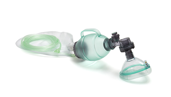 7151000-BVM resuscitator, paediatric 550ml bag with pressure relief valve (40cm H20), size 3 mask