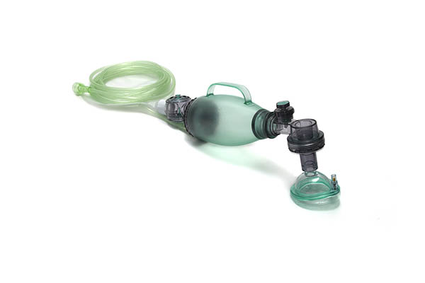 7155000-BVM resuscitator, infant, 280ml bag detachable O2 reservoir bag with pressure relief valve (