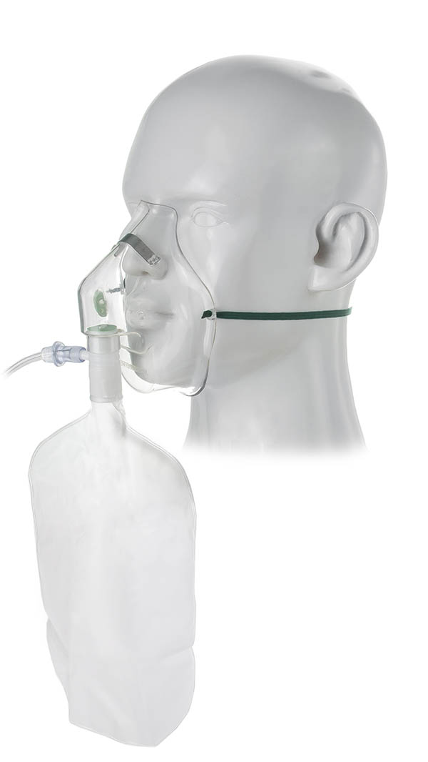 1002000-Adult, high concentration oxygen mask, safety vent and tube, 2.1m