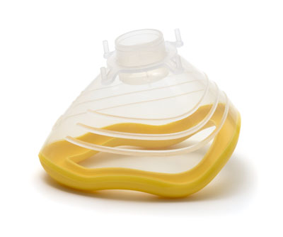 7093000-EcoMask, anaesthetic face mask, size 3, small adult, with yellow sea